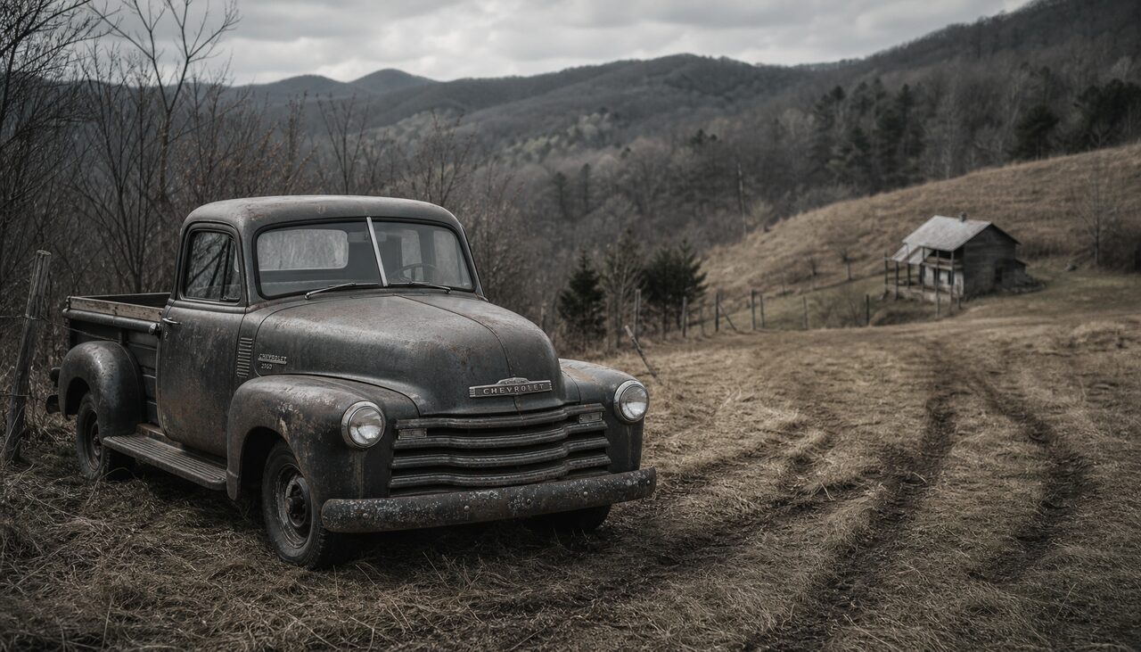 The landing traces — the skid marks, the oil — turned out to belong to a 1942 Chevrolet pickup that drove up afterward to have a look.