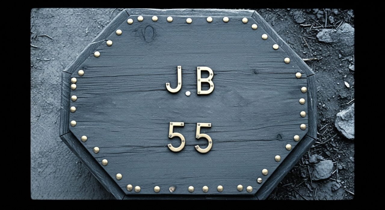 A coffin lid studded with brass tacks reading JB55. The ritual wasn't on the lid. It was on the body inside.