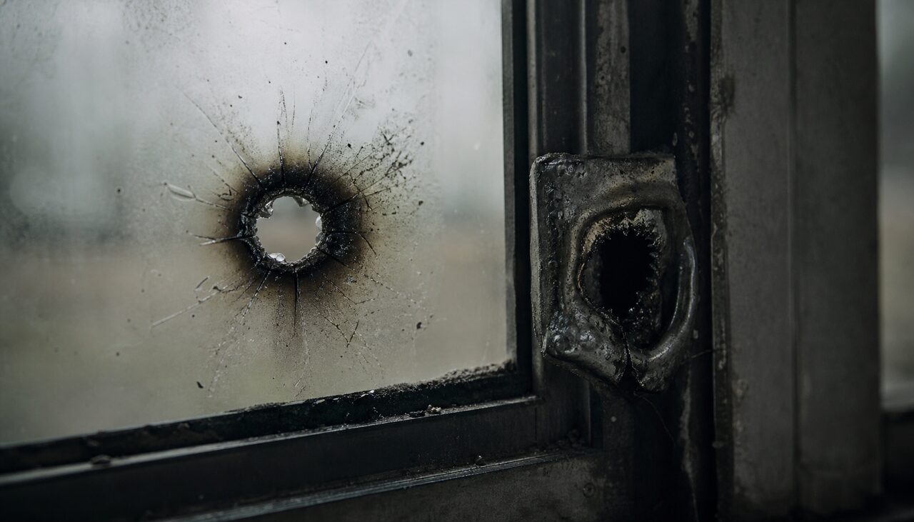 A scorch mark and a melted fitting where a sphere reportedly passed through. A light you can argue with. A hole, less so.