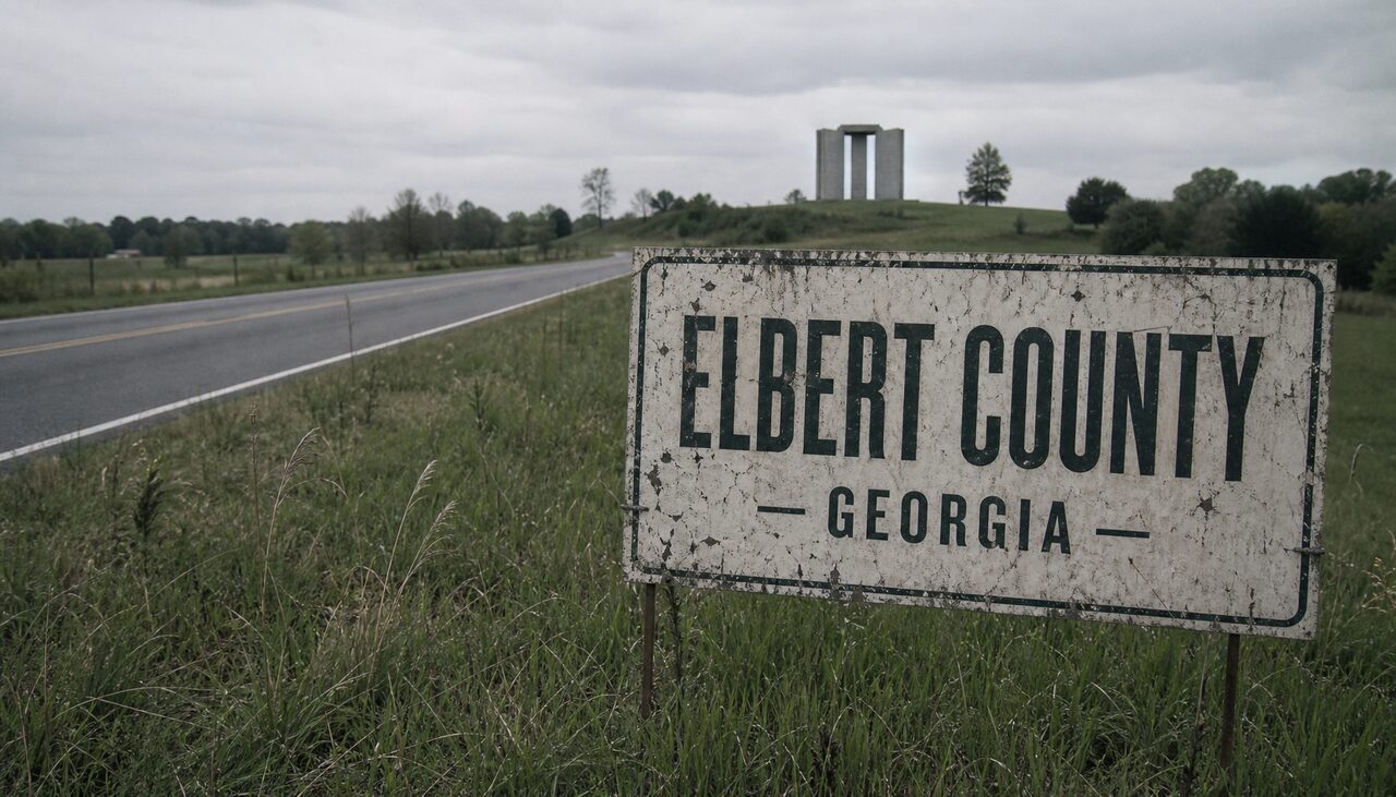 A campaign sign in the tall grass, the monument small on the horizon behind it. It outlasted the candidate by a matter of weeks.