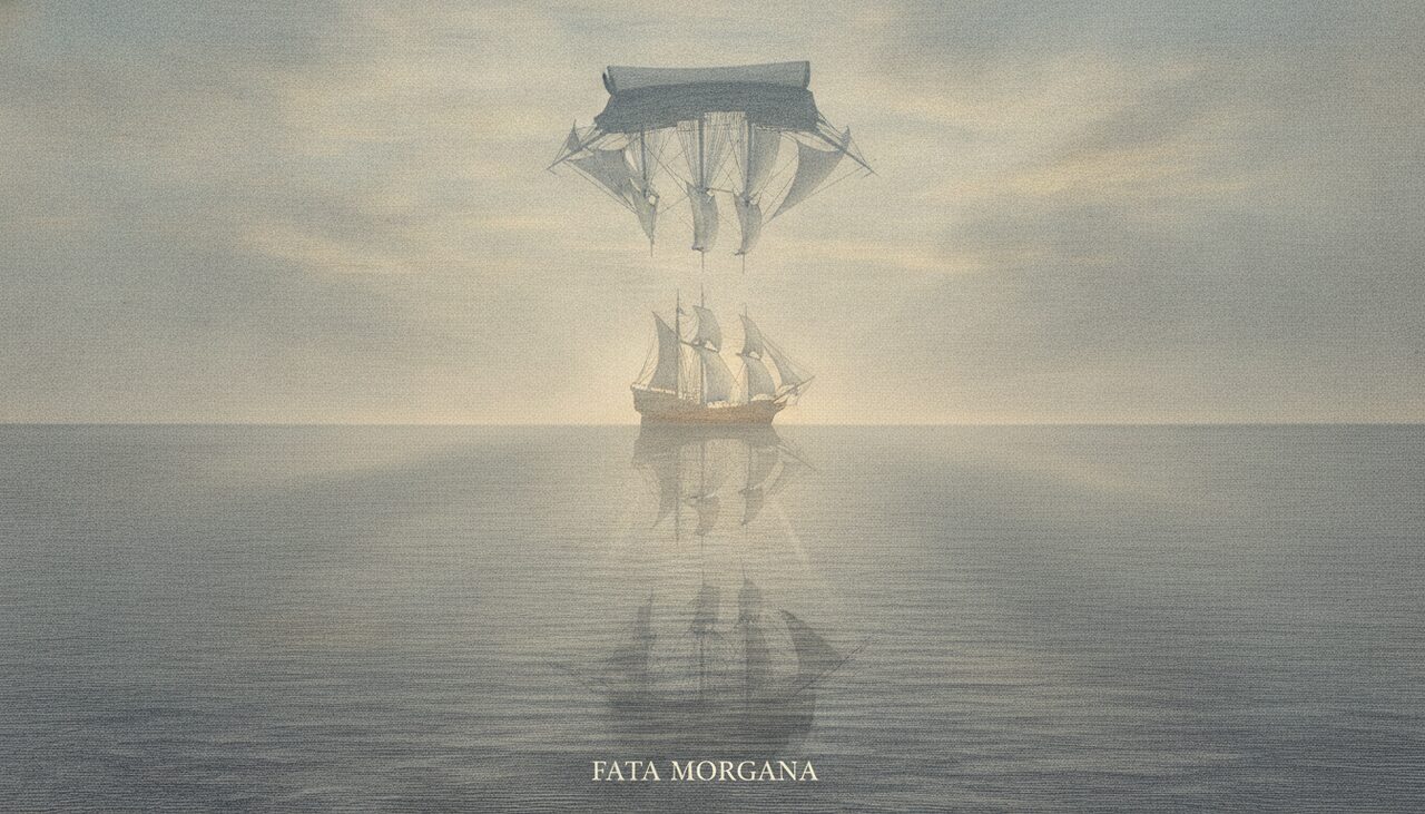 A Fata Morgana — the mirage that lifts distant objects off the horizon and has shown sailors phantom ships for centuries. In West Texas it shows you a car.