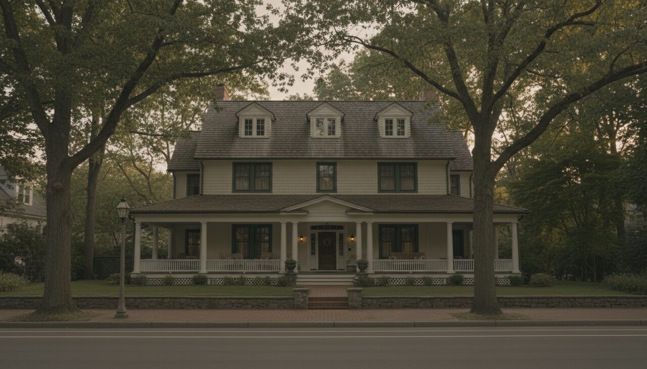657 Boulevard: a 1905 Dutch Colonial Revival, set back behind mature trees. Move-in ready, the listing would have said.