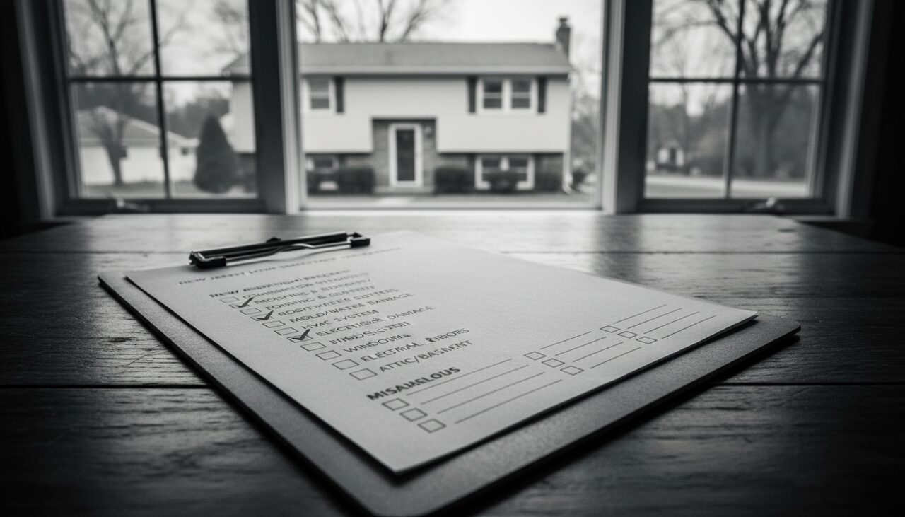 A home-inspection checklist: foundation, roof, mold, HVAC. There is no box for anything resembling a stalker.