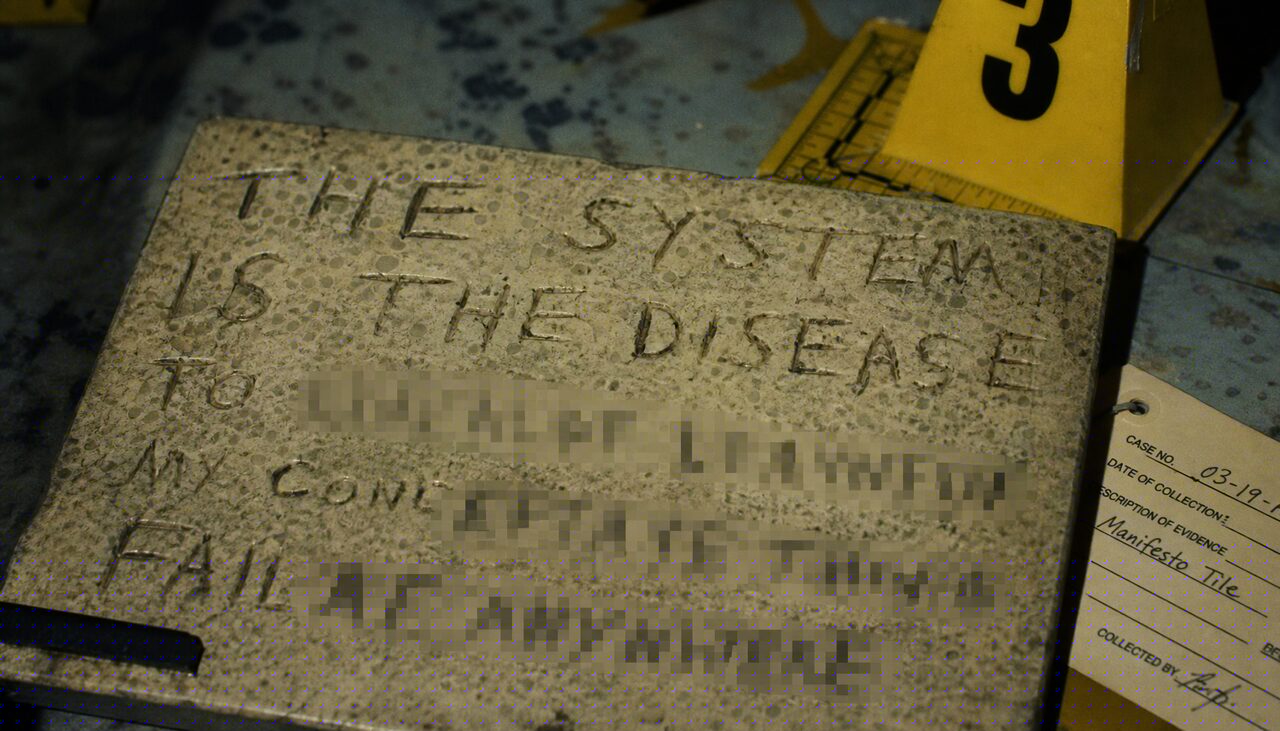 A later tile, partially redacted here. The change in tone is documented; the language is not reproduced.