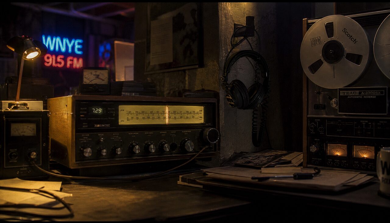 A shortwave set in a basement. Somebody was broadcasting; nobody could name him.